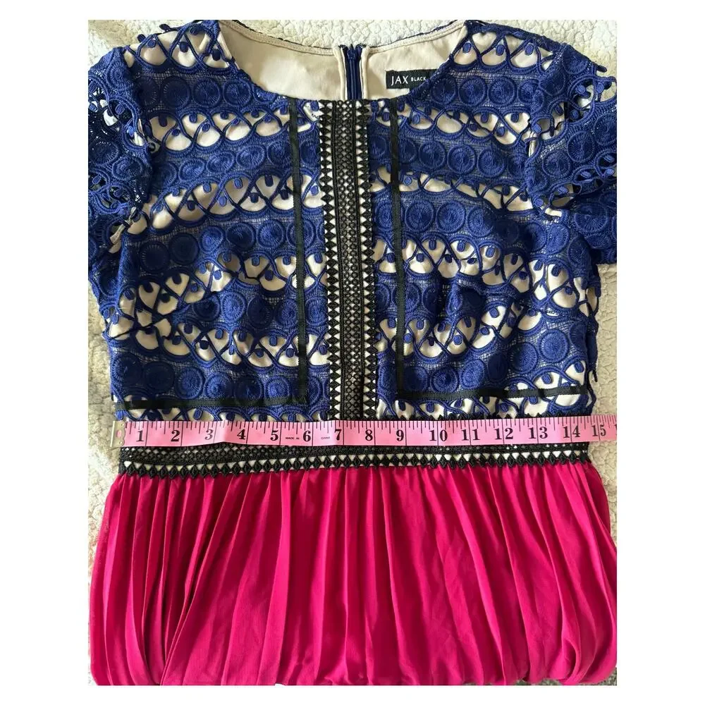 Jax Black Label Women's Blue and Pink Colorblock Lace Dress Size 6-NWOT - Picture 6 of 7